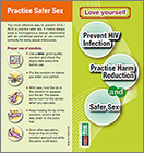 Printed version of pamphlet: “Love yourself. Prevent HIV Infection. Practise Harm Reduction and Safer Sex”